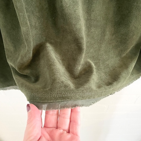 Free People Movement Hoodie 1/4 zip Pockets High Low Olive Green Sz S Oversized - Picture 12 of 15